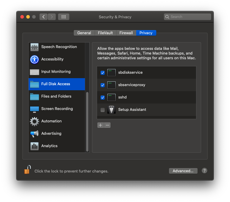 Enable Full Disk Access for the Mac Indexer in macOS 10.15 – Studio ...
